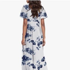 Floral Maxi Dress in Blue and White